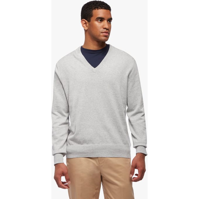 Brooks Brothers Supima Cotton V-neck Sweater Grey Größe: M | Pullover Outlet | Herren | Grau