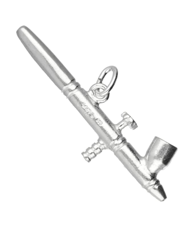 Zilveren Airbrush pistool kettinghanger