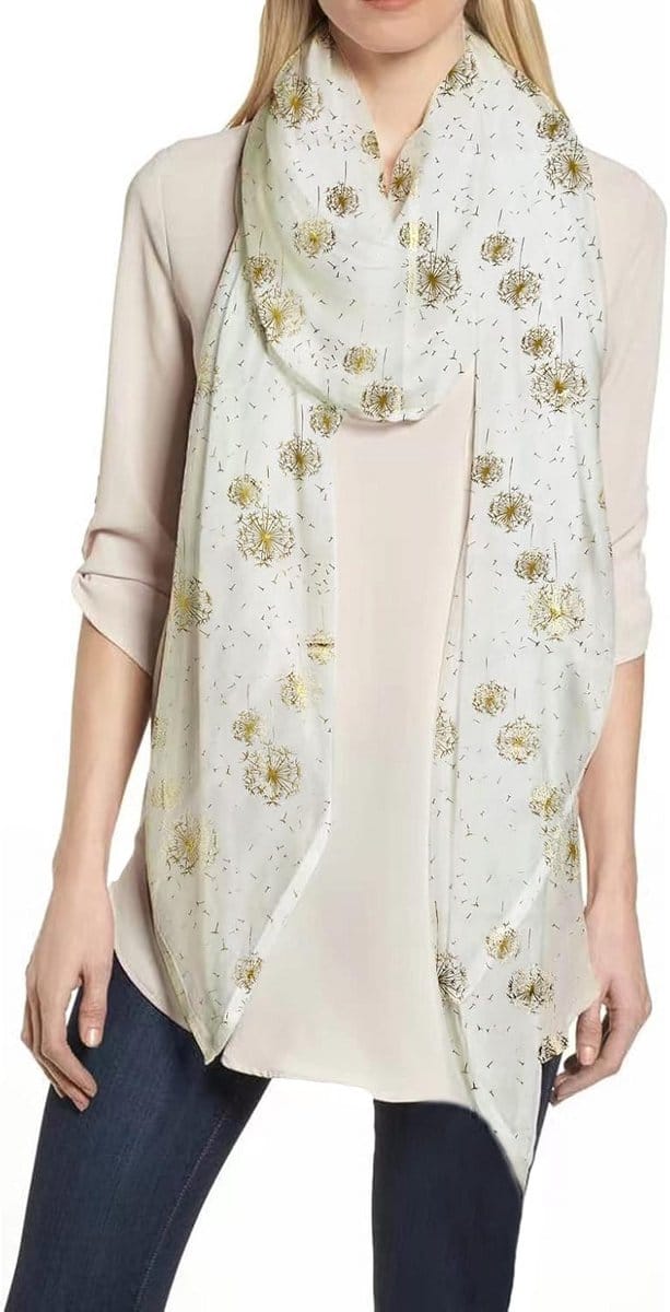 Lichtgewicht Dames Sjaal met Metallic Bloemenprint