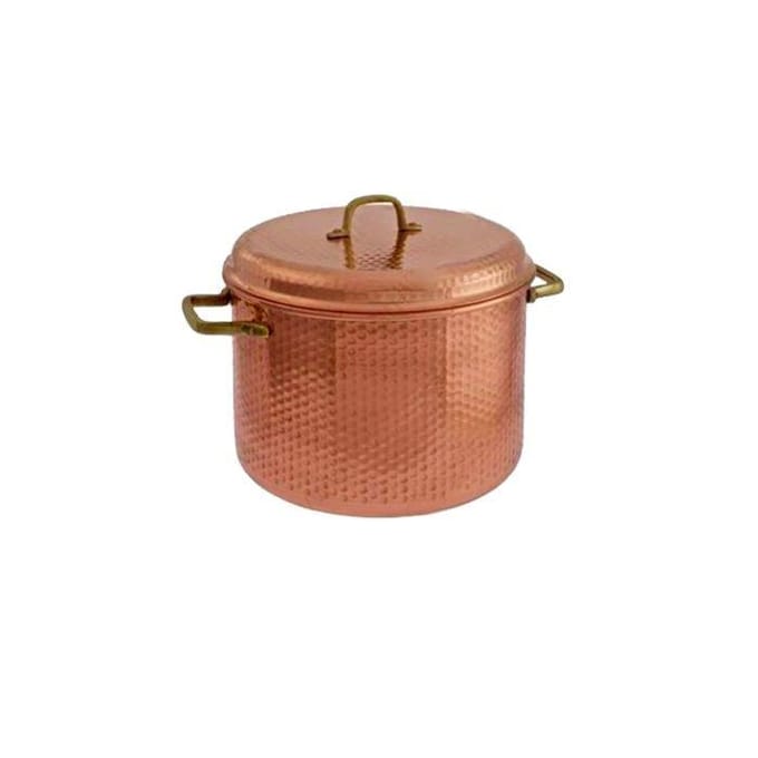 Pot en cuivre martelé 24 cm avec poignées - Pour calmar, confiture, 8L