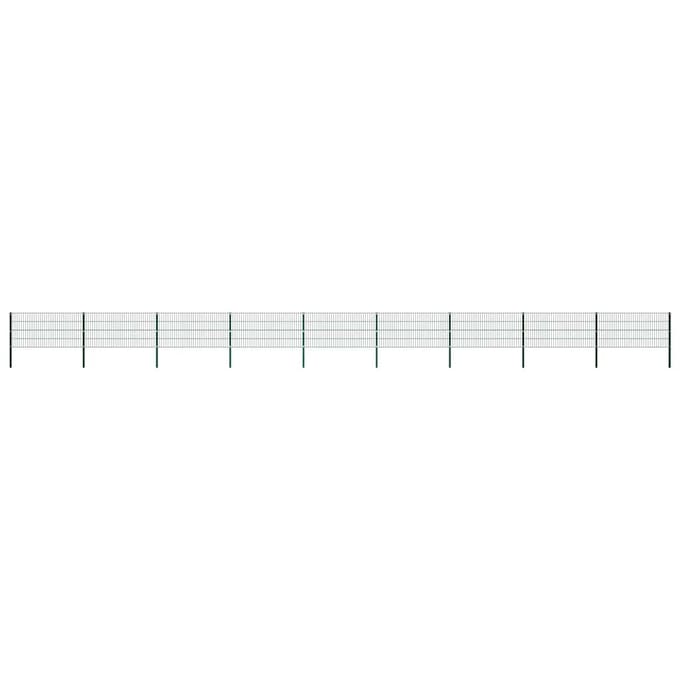 vidaXL - Schuttingpaneel - met - palen - ijzer - 1557,5x80 - cm - groen