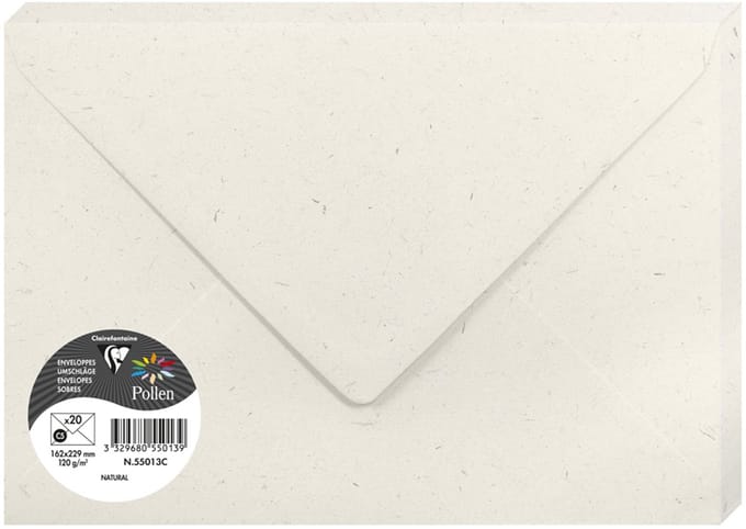 Pollen by Clairefontaine envelop C5, 120 g/m2, gerecycled naturel