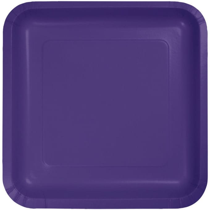 18 kleine vierkante papieren bordjes, violet