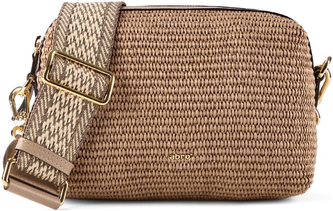 abro schoudertas Raffia Crossbody Bag Kaia Siena beige