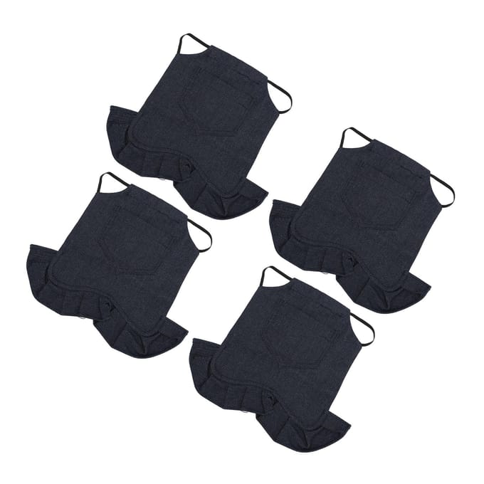 4PCS Selle de Poulet Double Couche Denim Respirant Fait Main Tablier de Poule Protecteur de Volaille black