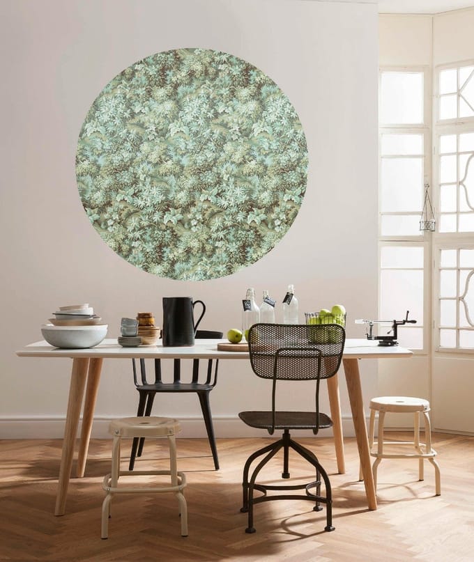 Fotobehang - Greenery 125x125cm - Rond - Vliesbehang - Zelfklevend