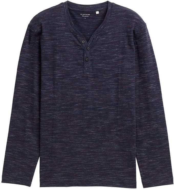 Tom Tailor - Serafino overhemd met lange mouwen - Maat S - navy red multi inject