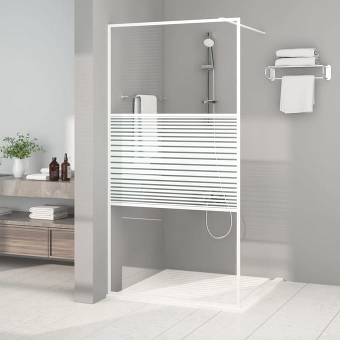 vidaXL - Inloopdouchewand - 100x195 - cm - transparant - ESG-glas - wit