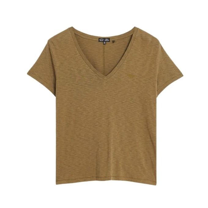 Superdry Studios Slub Emb Vee Tee Dames T-Shirt - Groen - Maat S