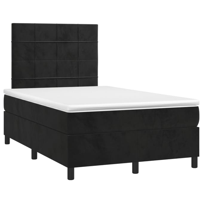 vidaXL - Boxspring - met - matras - en - LED - fluweel - zwart - 120x200 - cm