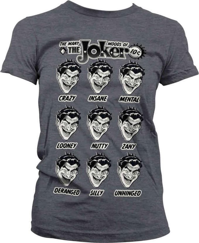 DC Comics Batman Dames Tshirt -S- The Many Moods Of The Joker Grijs