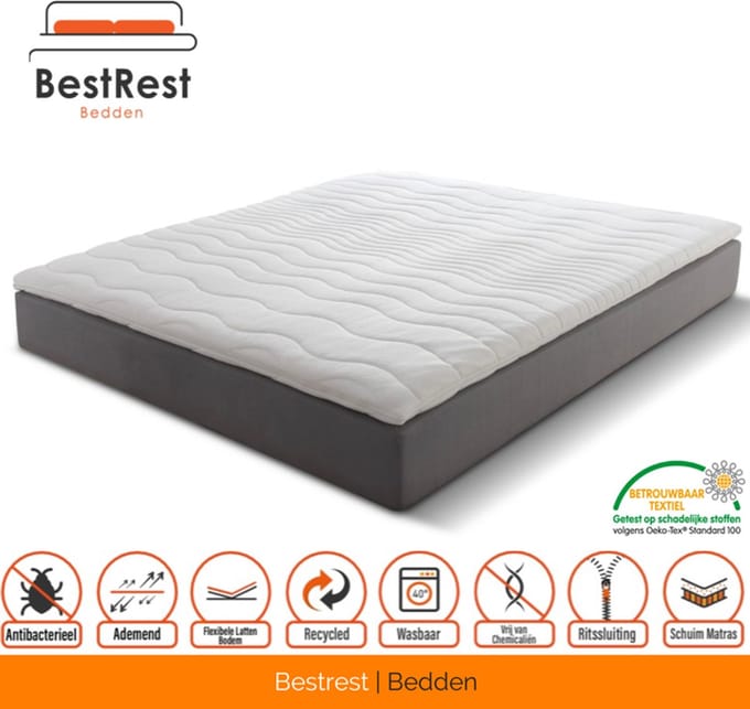 Topdekmatras - Topper Latex Gold 100% - Natuurlatex - 5CM - 90x200 cm