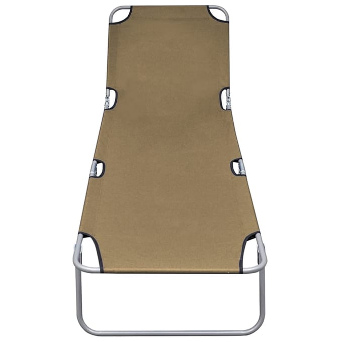 vidaXL - Ligbed - inklapbaar - met - verstelbare - rugleuning - taupe