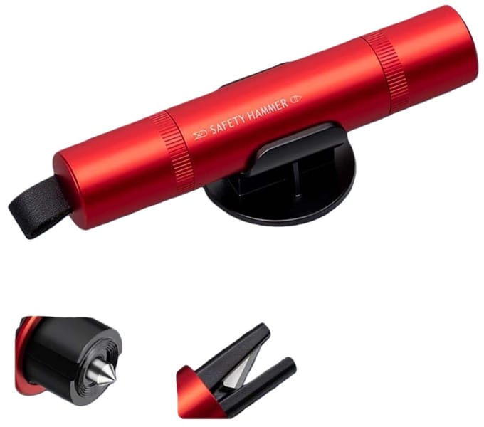 Auto Ruitbreker met Gordelsnijder - Noodontsnappingstool Red