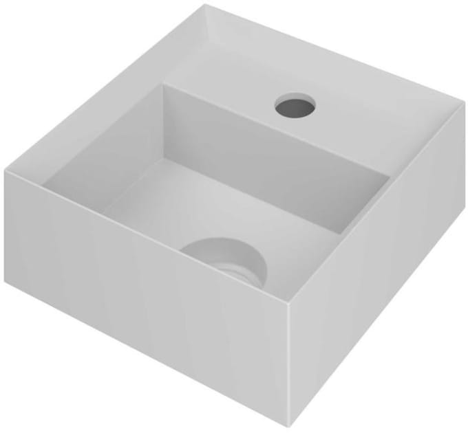 INK - Fontein Polystone Vierkant met Kraangat inclusief Plug - 270x270x90 mm - Mat Wit