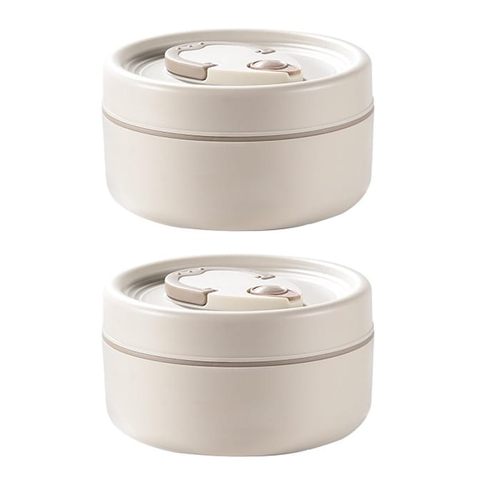 2 stuks Thermische Bento Lunchbox Set Draagbare Geïsoleerde Lunchcontainers met Thermische Tas voor School white