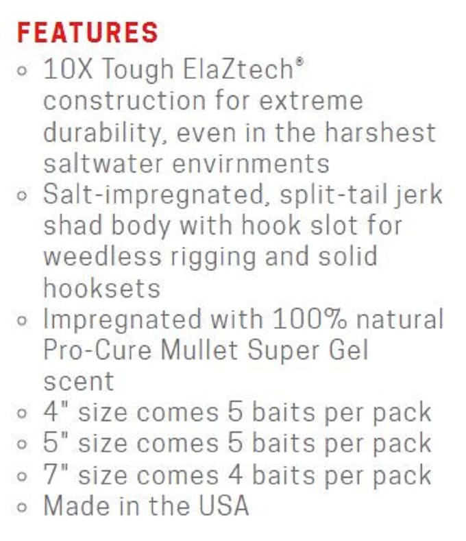 Zman Soft Lure Jerk ShadZ Geparfumeerd 5 Inch 5/Pack Rood Bot (0273)