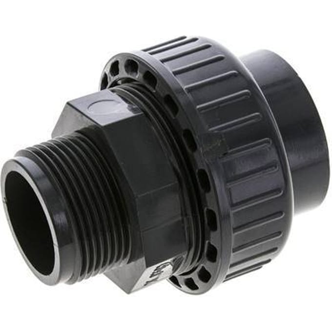 PVC Rechte Lijmmof 40mm x Buitendraad R 1 1/4'' EPDM