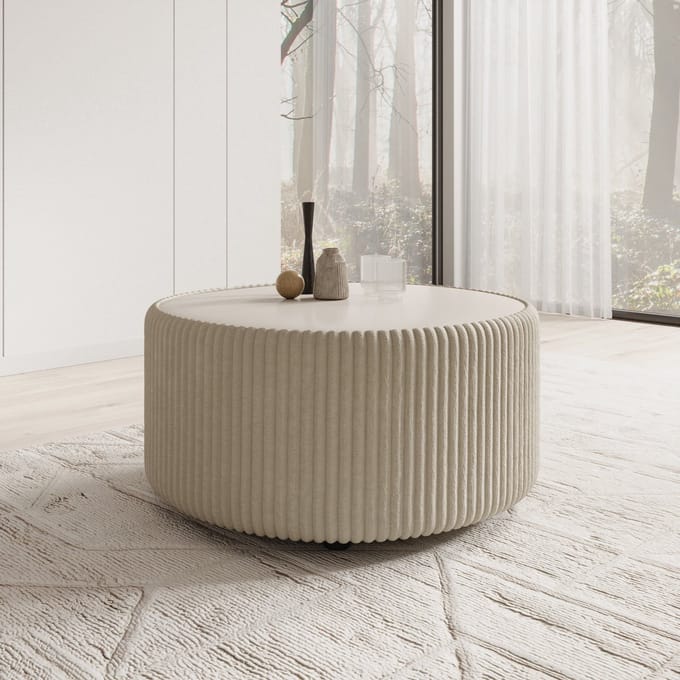 Meubella - Marano - Salontafel - Fluffy ribstof beige