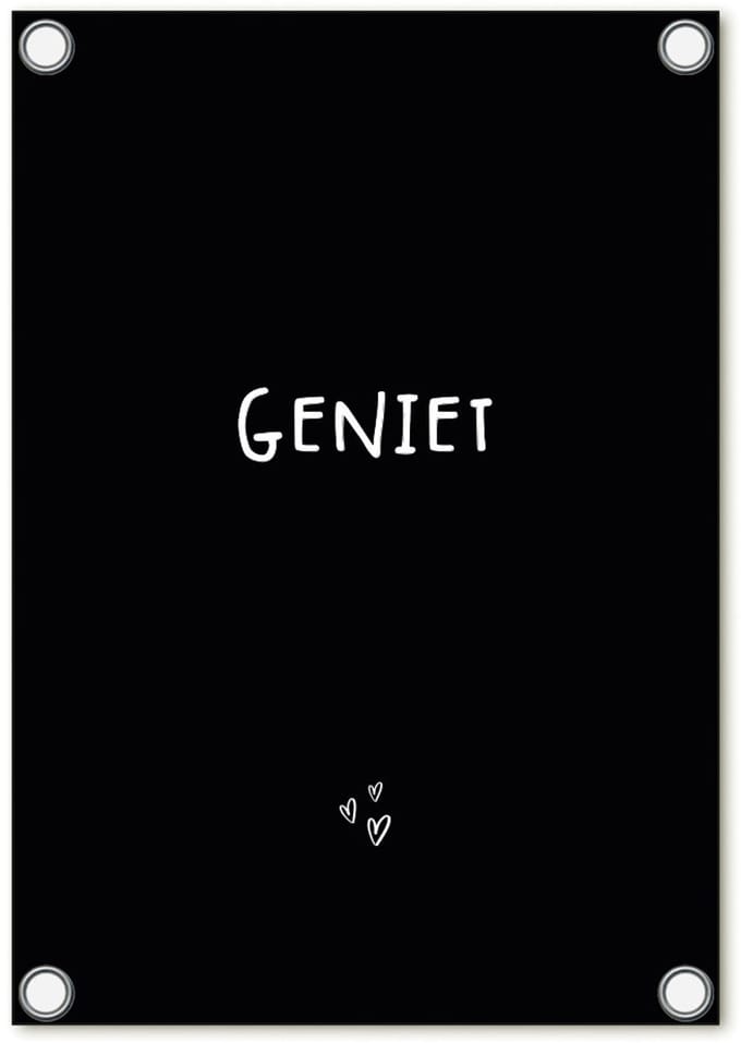 Zoedt tuinposter - zwart met wit tekst - Geniet - 60x80