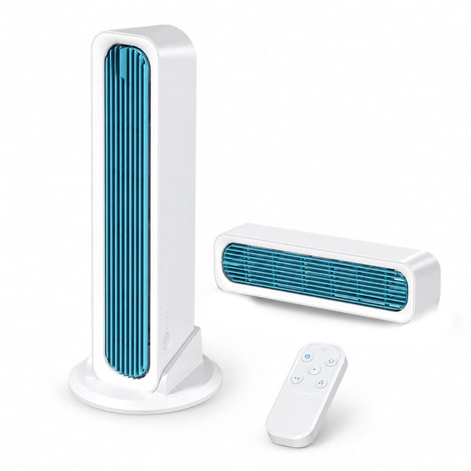 VHV - Torenventilator Oplaadbaar - 2-in-1 Ventilator met Afstandsbediening - 3 Standen - Bureau/Vloer