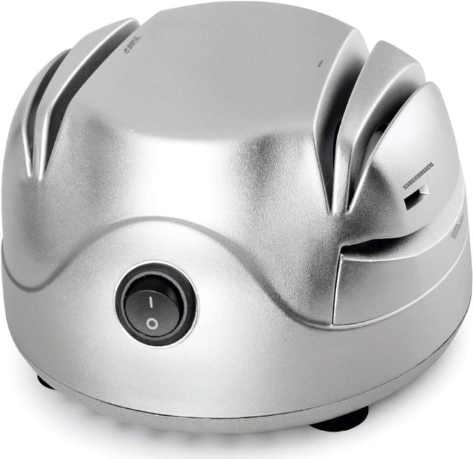 SAVI® Elektrische messenslijper - Messenslijper - Messenslijpers - Messenslijper elektrisch - Grijs- ‎15cm x 14cm x 9cm;