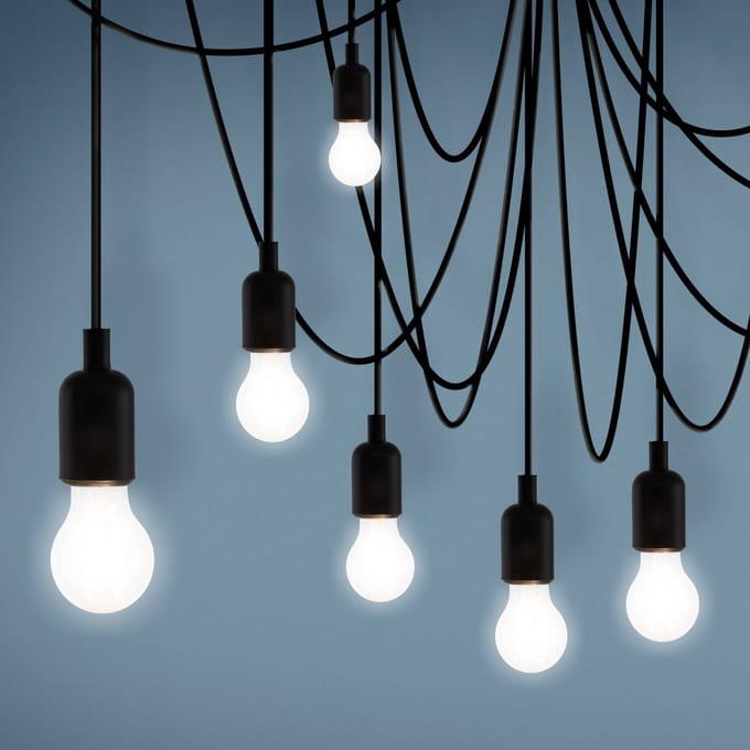 SELETTI LED hanglamp Maman zwart 14-lamps gesatineerd
