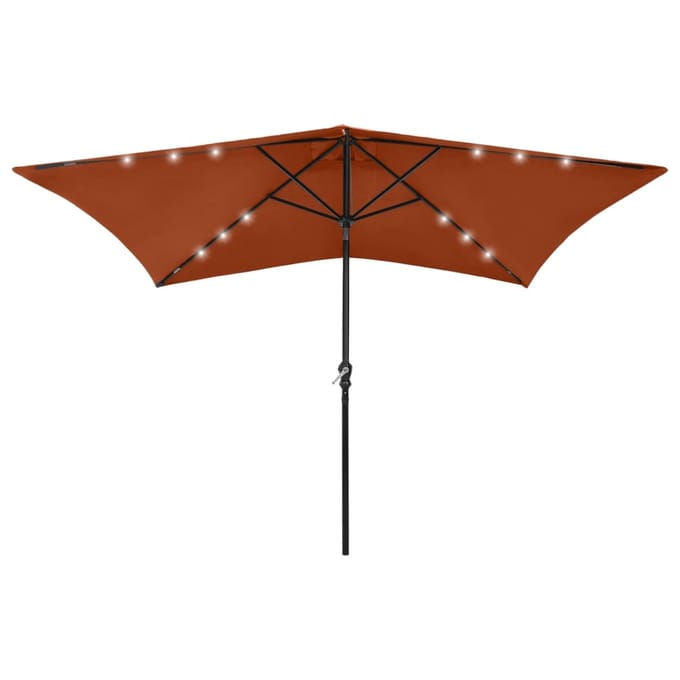 vidaXL - Parasol - met - LED's - en - stalen - paal - 2x3 - m - terracottakleurig