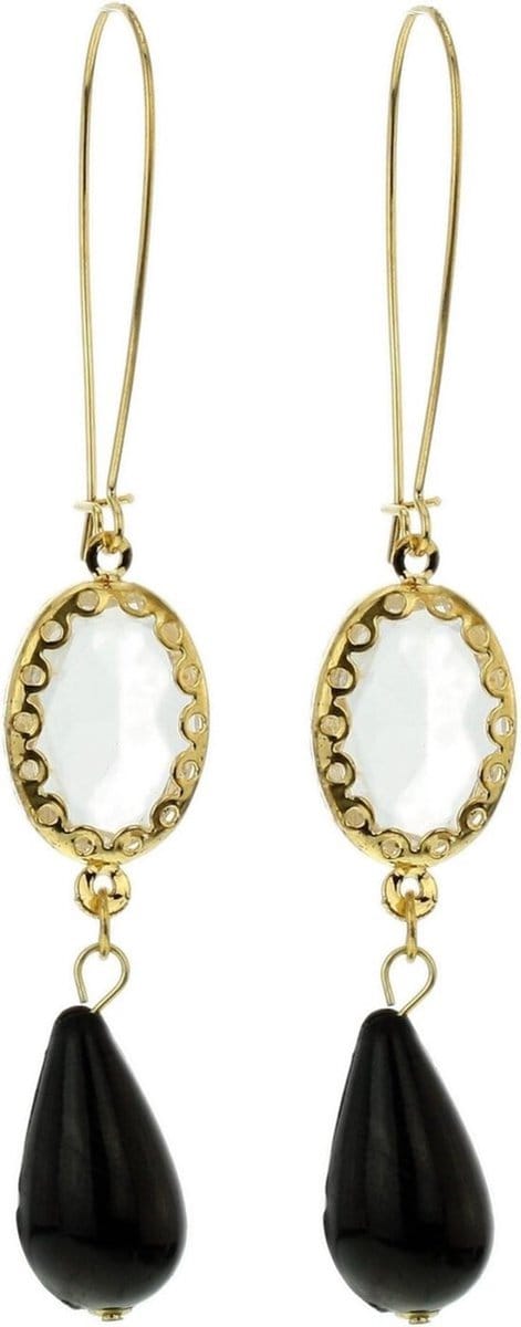 Behave - Oorbellen hanger lang - Zwart accent - Elegant avondstijl