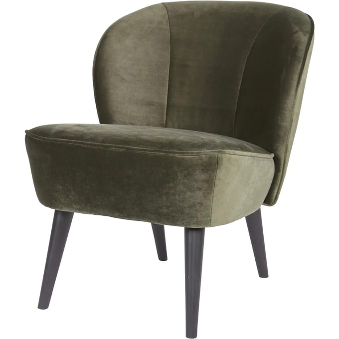 WOOOD Sara Fauteuil - Velvet - Warm Groen - 71x59x70