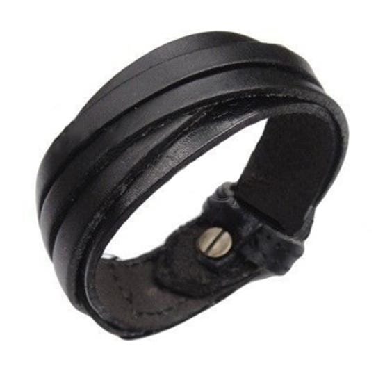 Heren Dames Vintage Punk Multi-layer Gevlochten Kunstleren Armband Sieraden zwart