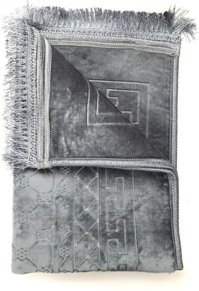 Gebedskleed - Grijs - 120x80cm - Fluweel Zachte Islamitische Gebed Kleed - Seccade