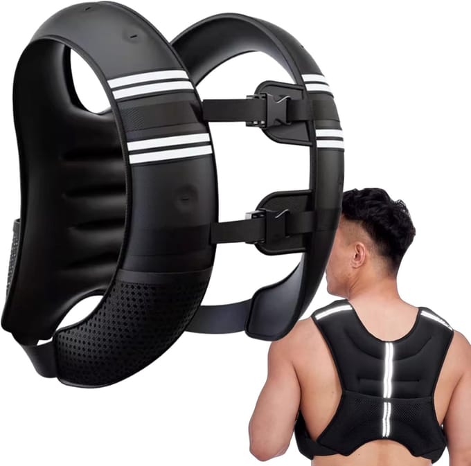 Gewogen vest - Verzwaarde uitrusting - Kracht training - Reflecterende strepen - 5kg - Zwart