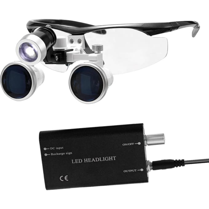 Draagbare vergrootglas draagbare 3,5X 420mm binoculaire loepen optische glazen headset vergrootglazen EU Plug zwart