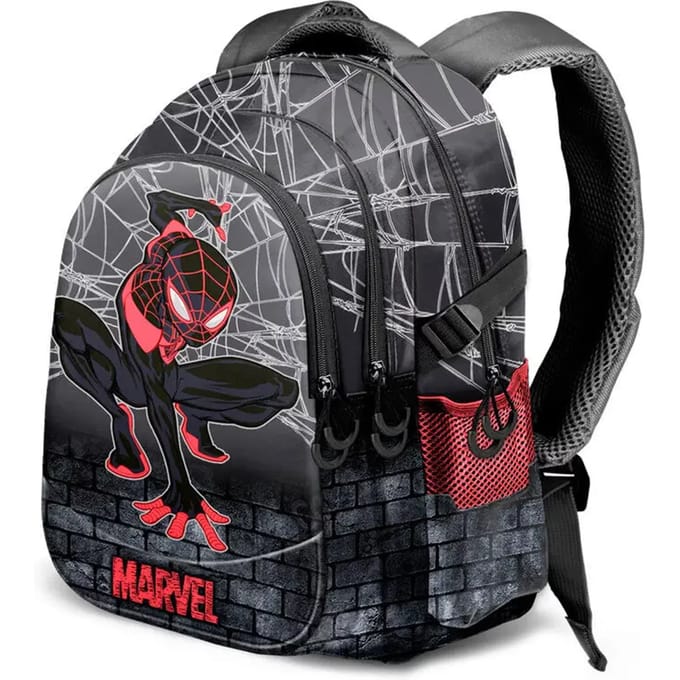 Karactermania - Marvel - Spiderman - Running Plus Rugzak - Handbagage Backpack met Trolley bevestiging + USB poort - Grijs