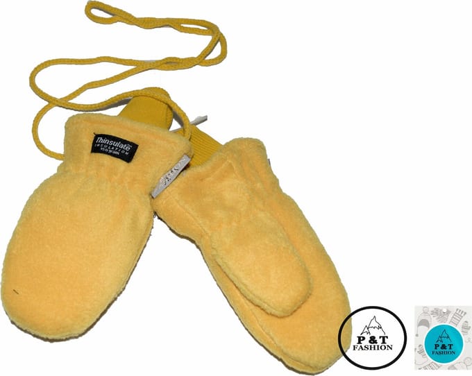 P&T Wanten Kinderen met Touwtje - Fleece - Thinsulate Voering - Oker - 4-5j