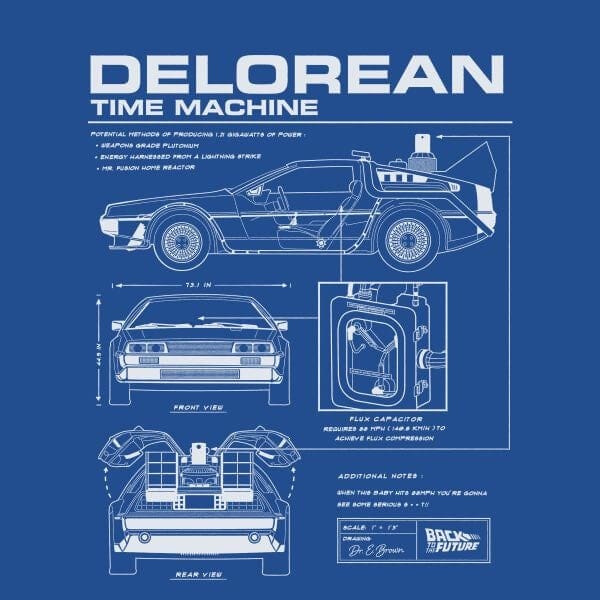 Back To The Future Delorean Schematic Women's T-Shirt - Blue - M