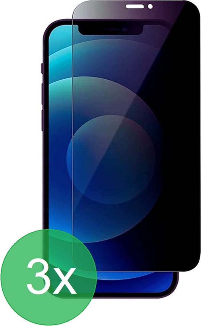 3x Screenprotector Geschikt voor: iPhone 12 Mini Privacy Full Screenprotector 3x - screen protector - volledige glas - bescherming - beschermglas - Anti Spy - ZT Accessoires