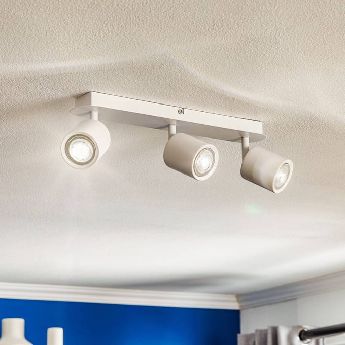 Luminex Plafondspot Modo van roestvrij staal, wit, 3-lamps