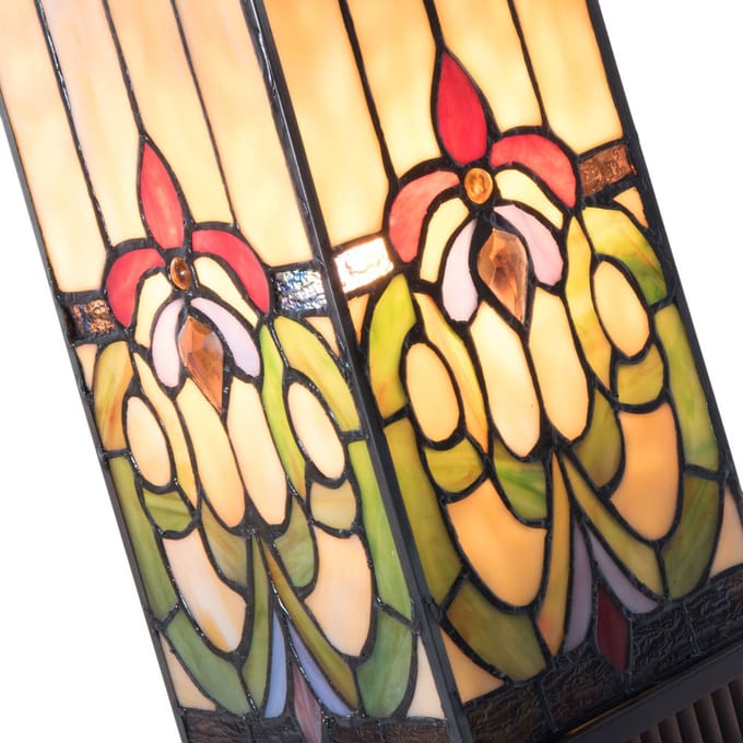 Clayre&Eef Tafellamp 5907, gekleurd glas in Tiffany-stijl