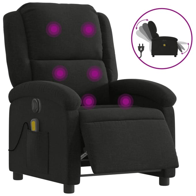 vidaXL - Massagestoel - elektrisch - verstelbaar - stof - zwart
