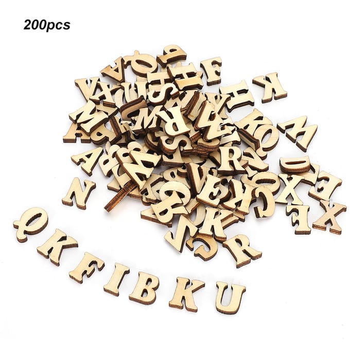 200 stuks DIY Houtblad in Vorm van Logletter Educatief Speelgoed Knutselen Decor voor 26 Engelse Letters beige