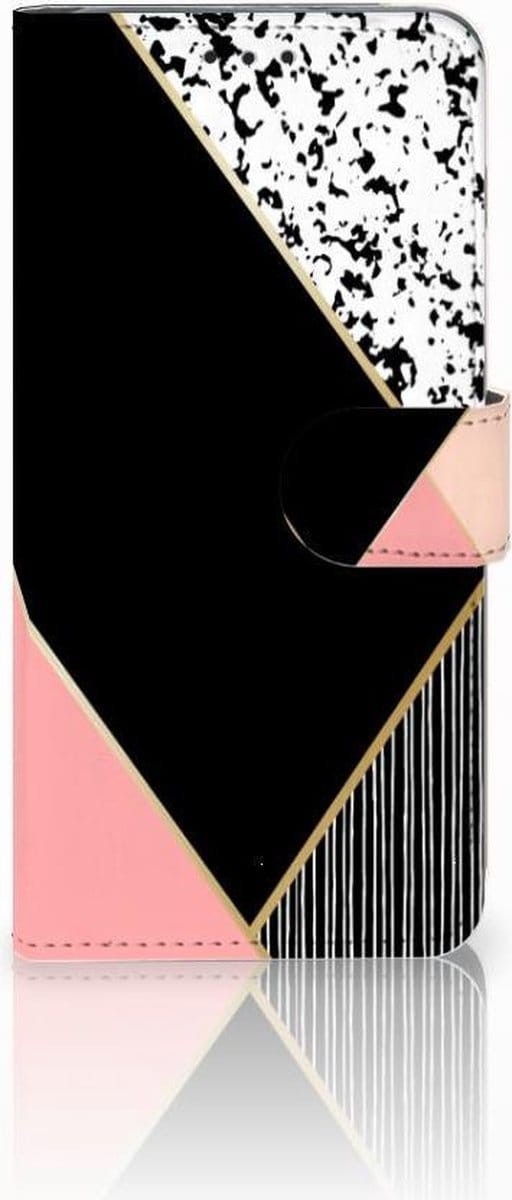 Samsung Galaxy S10 Plus Book Case Zwart Roze Vormen