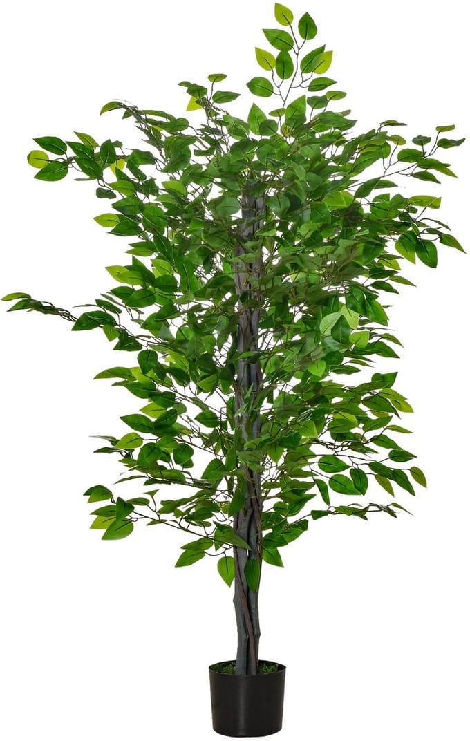 HOMCOM - Kunstmatige Ficusboom - Kunststof - Cement - Groen