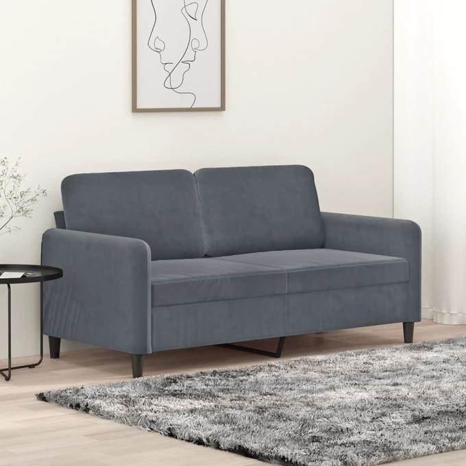 Vidaxl Bank 2-Persoons, Donkergrijs, 140 Cm, Bekleed met Fluweel