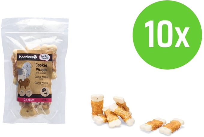 Beeztees Cookie Wraps Met Kip S 200 gr - hondensnack - 10 verpakkingen
