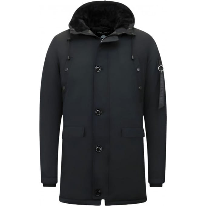 Lange Winterjas Heren - Heren Parka Winterjas - 7103 - Zwarte Jas Heren