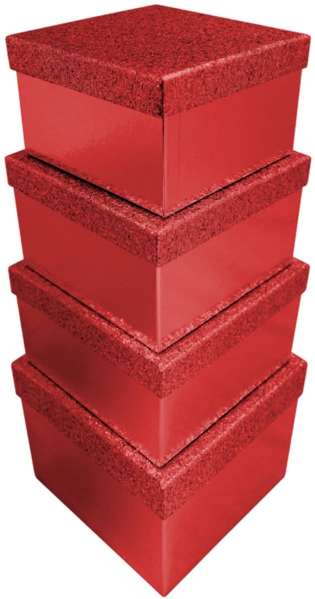 Clairefontaine cadeaudozen set glitter rood, 4-delig