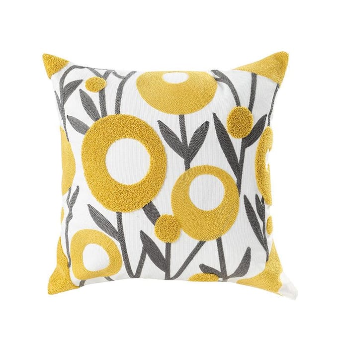 Serviette brodée Housse de coussin Fleur Lin Simple Canapé Tête de lit Taie d'oreiller Housse de coussin de bureau 45x45cm 45x45cm