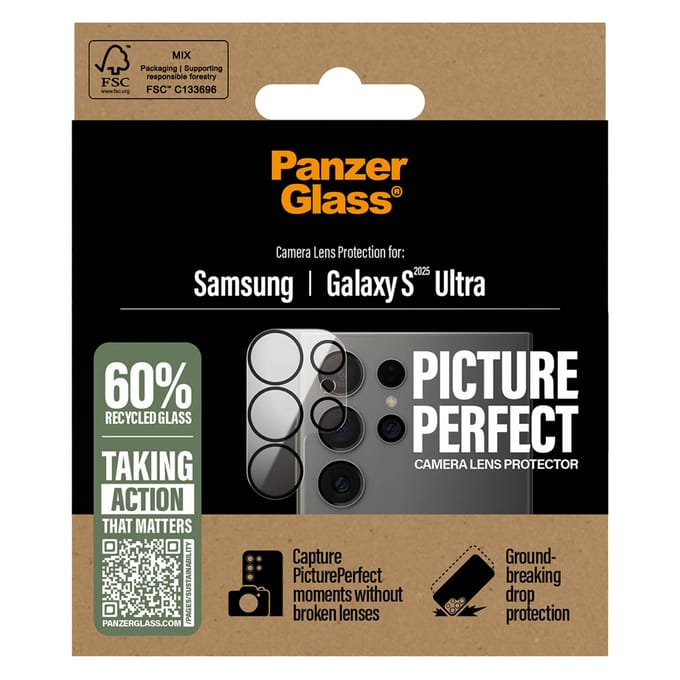 PanzerGlass Screenprotector geschikt voor Samsung Galaxy S25 Ultra Glazen | PanzerGlass PicturePerfect Camera Protector - Case Friendly